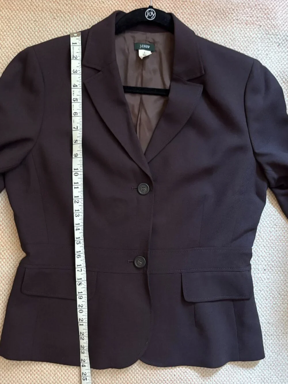 J.Crew 100% Wool Tailored Blazer Jacket Brown Single-Breasted Size 12 Tall